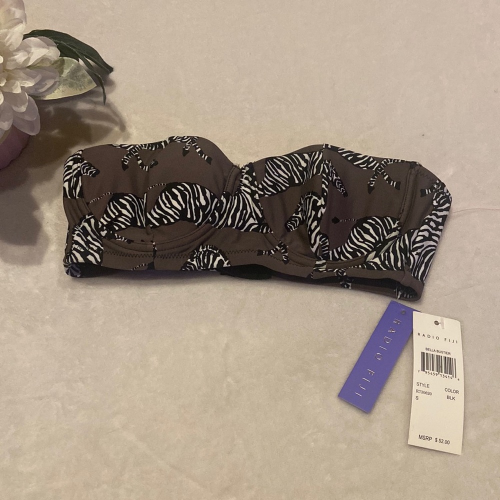 NWT Radio Fiji Size S Zebra Bella Bustier Swim Top
